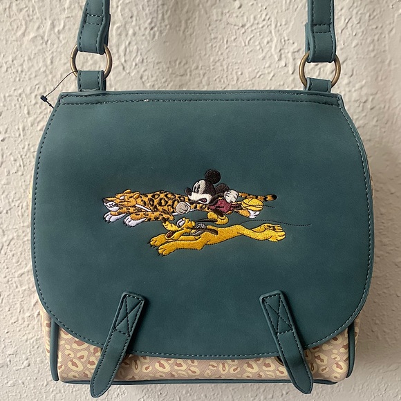 Loungefly Handbags - LOUNGEFLY Mickey, Pluto & Leopard Crossbody Bag